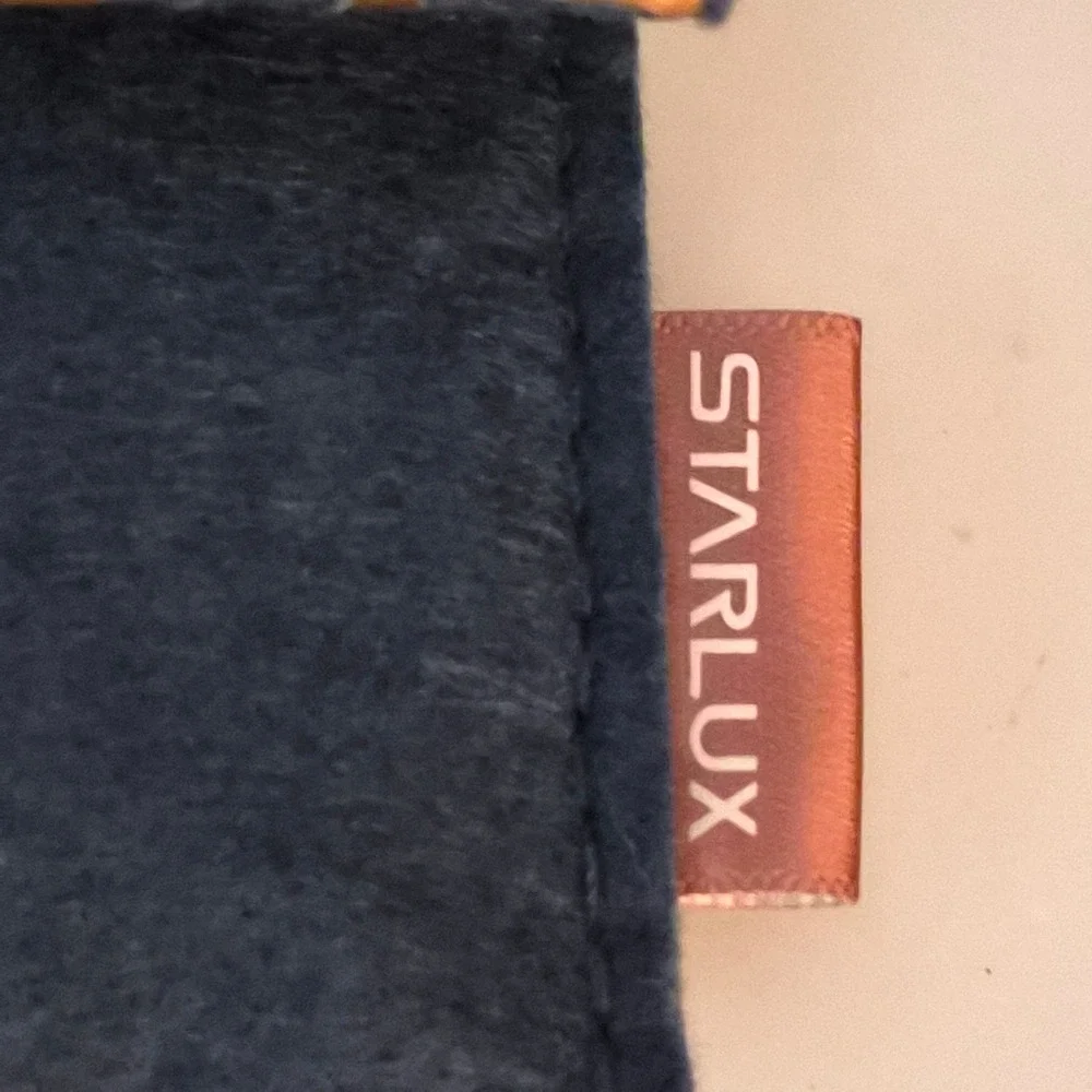 Starlux Airlines Navy Blue Felt Celestial Star Pouch Amenity Kit Wood Button 8x5